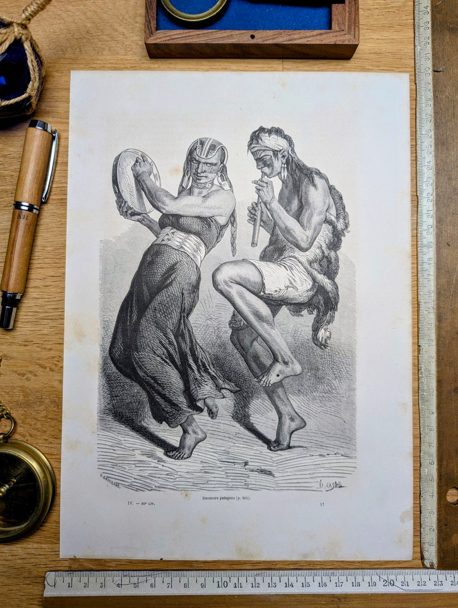Danseurs Patagons, illustration imprimée en 1861.